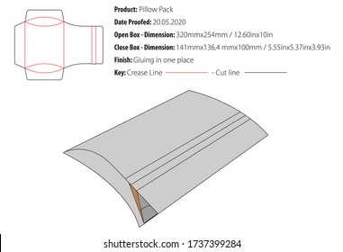 Pillow Pack packaging design template gluing die cut - vector