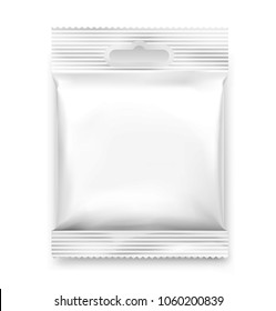 Pillow pack with realistic transparent shadows on white background. Vector template ready for your design, food, hygiene. EPS10.