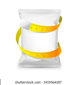 Pillow pack and tape size measure. Vector illustration on white background. Ready for your design. EPS10.	