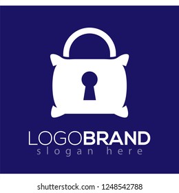 Pillow with padlock key logo vector