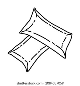 Pillow Part of Furniture and Home Tools Design Hand Drawn Icon Set Vector.