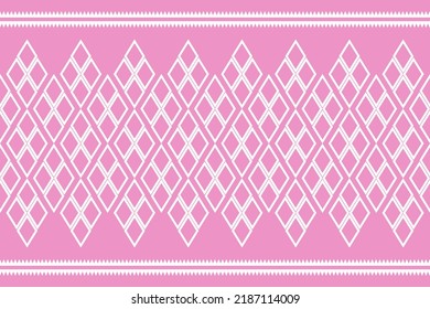 Pillow pattern geometric style . Aztec tribal abstract modern print. Ethnic Vector for Textile, Wallpaper, Home decor, Apparel, Carpet,Curtains-Bedding-Pillows. Background pink on Thai fabric design