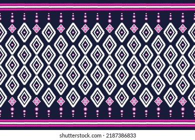 Pillow pattern geometric style . Aztec tribal abstract modern print. Ethnic Vector for Textile, Wallpaper, Home decor, Apparel, Carpet,Curtains-Bedding-Pillows. Background blue on Thai fabric design