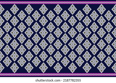 Pillow pattern geometric style . Aztec tribal Thai fabric art print. Ethnic Vector for Textile, Wallpaper, Home decor, Apparel, Carpet,Curtains-Bedding-Pillows. Background blue on Thai fabric design