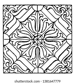 Pillow Pattern is a German Renaissance design, its found in St. George's tomb in Tubingen, vintage line drawing or engraving illustration.