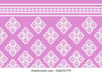 Pillow pattern vector on pink concept.ikat style and design for home decoration. Interior textile. Pillows for sofa, bed, sleep. Geometric  and flower  style on  illustration. Background pink ornament