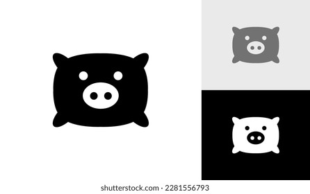 Diseño de almohada con logotipo de cara de cerdo