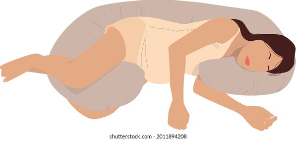 Pillow for pregnant women. Pregnancy concept. Vector illustration of motherhood isolated on white background.