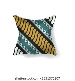 Pillow realistic mockup with traditional batik motif pattern design