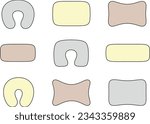 Pillow set flat sketch. Headrest design. Accessory CAD mockup. Fashion technical drawing template. Vector illustration.