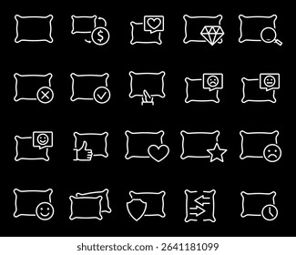 Pillow set line icons. Fluffy pillow symbols. Vector illustration.
