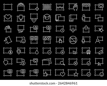 Pillow set line icons. Plump pillow for sleeping. Vector illustration.