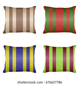 Pillow, a set of striped pillows. Flat design, vector illustration, vector.