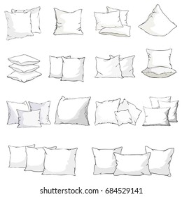 pillow set, vector, illustration