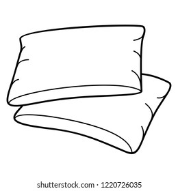 Pillow Sets. Vector flat outline icon illustration isolated on white background.