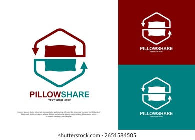 Pillow share logo with two pillows and arrows, symbolizing sharing or exchange of bedding.