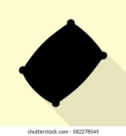 Pillow sign illustration. Black icon with flat style shadow path on cream background.