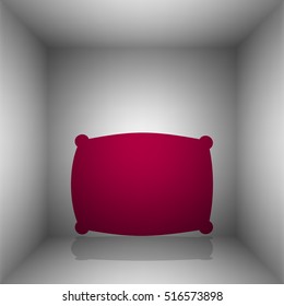 Pillow sign illustration. Bordo icon with shadow in the room.