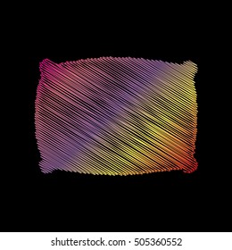 Pillow sign illustration. Coloful chalk effect on black backgound.