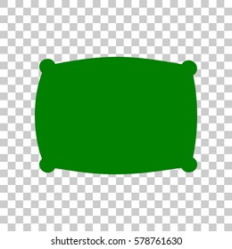 Pillow sign illustration. Dark green icon on transparent background.