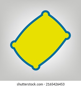 Pillow sign illustration. Icon in colors of Ukraine flag (yellow, blue) at gray Background. Illustration.