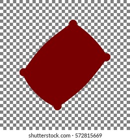 Pillow sign illustration. Maroon icon on transparent background.