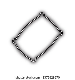Pillow sign illustration. Vector. Double contour black icon with soft shadow at white background. Isolated.