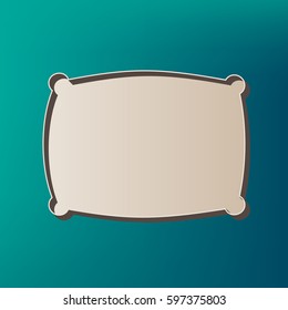 Pillow sign illustration. Vector. Icon printed at 3d on sea color background.