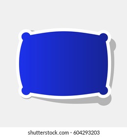 Pillow sign illustration. Vector. New year bluish icon with outside stroke and gray shadow on light gray background.