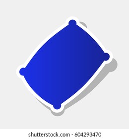 Pillow sign illustration. Vector. New year bluish icon with outside stroke and gray shadow on light gray background.