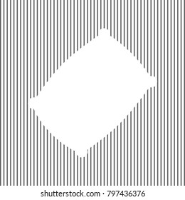 Pillow sign illustration. Vector. White icon on grayish striped background. Optical illusion.