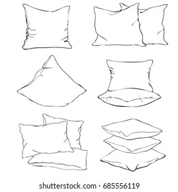 pillow, silhouette, vector, illustration