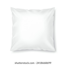 Pillow en la ilustración vectorial realista de la funda de almohada de seda. Colchón durmiente para el modelo de dormitorio 3d sobre fondo blanco. Diseño de la vista superior de la maqueta