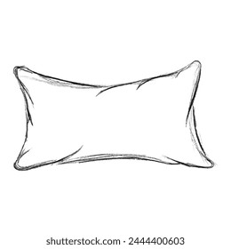 Pillow simple black sketch vector illustration, symbol comfortable sleeping 