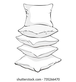 pillow, sketch, vector, illustration