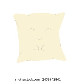 Almohada con una sonrisa. Ilustración de vector de carácter lindo