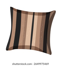 Travesseiro com listras. Almofada decorativa em estilo plano. Suave sotaque caseiro para interior moderno.
