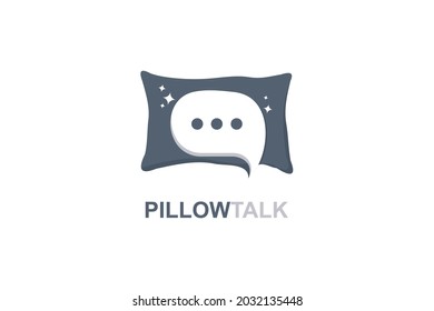 Logo del icono de la charla de almohada. Logotipo de aplicación de chat de almohada de negocios aislado en fondo blanco