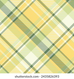Pillow tartan pattern plaid, primary vector textile texture. Golf fabric seamless check background in yellow and old lace color.
