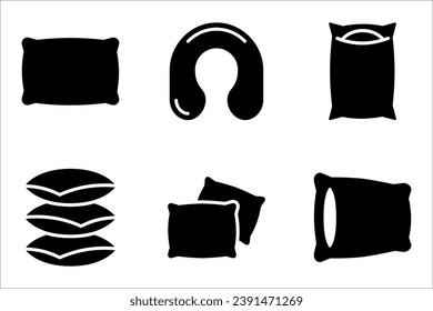 Pillow thin Line icon set, sleep symbol, isolated on white background