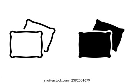 Pillow thin Line icon set, sleep symbol, isolated on white background