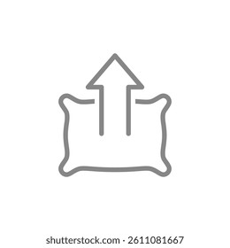 Pillow with a upward arrow line icon. Comfortable pillow for sleep symbol. Vector illustration.