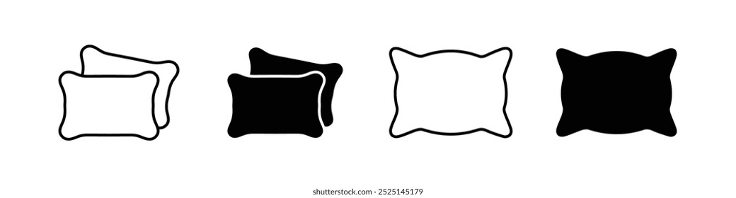 Pillow vector filled and outlined icons collection set