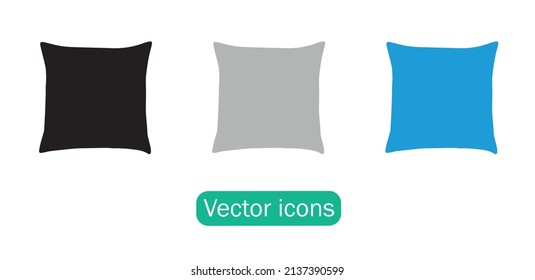 pillow vector flat icon. bed soft pillow shape icon isolated on white background in three different colors.