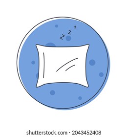 Pillow vector icon illustration. Editable stroke. Sleep time insomnia bedroom. Home textiles bedding linens, orthopedic rest and comfort. Line style on white background