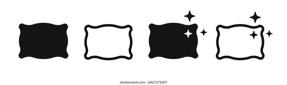 Iconos de vector de almohada. Cómodo cojín. Iconos de cojín. Símbolos de almohada. Almohada para dormir, cojín