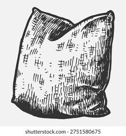Pillow vector illustration. Hand drawn sketch. Engraving style.