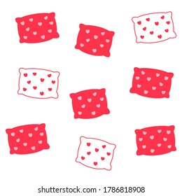 Pillow vector. Red heart on pillow