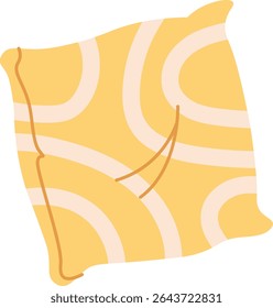 A pillow with wavy abstract lines in a cartoon style. The cushion features curvy shapes and soft contours. Cartoon vector illustration.