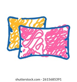 pillows bedroom interior doodle icon sketch vector. pillows bedroom interior sign. isolated symbol illustration
